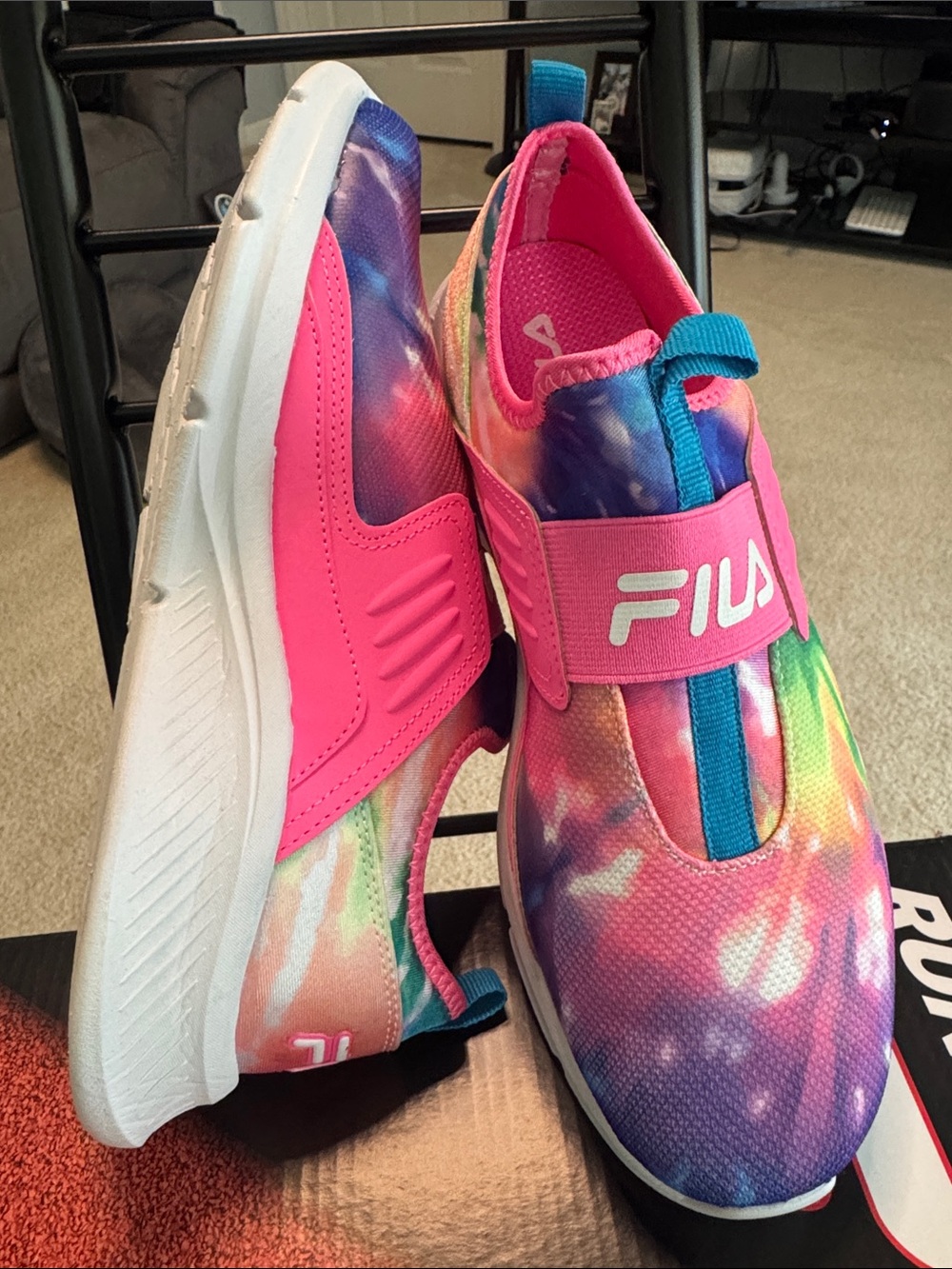 Fila Tie-Dye Slip-On Sneakers in Pink and Blue